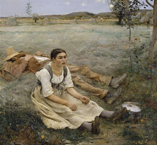 Hay Making by Jules Bastien-Lepage Naturalism Art dated 1877