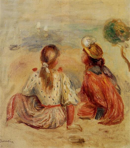 Young Girls on the Beach by Pierre-Auguste Renoir Impressionism Art dated 1898