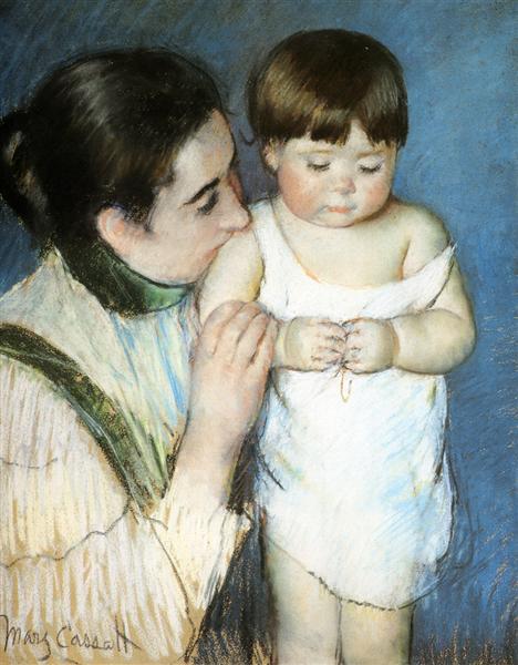 Young Thomas And His Mother by Mary Cassatt Impressionism Art dated 1893