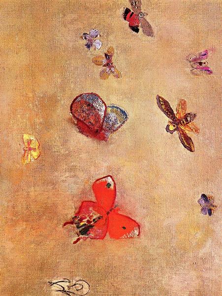 Butterflies by Odilon Redon Symbolism Art dated 1913