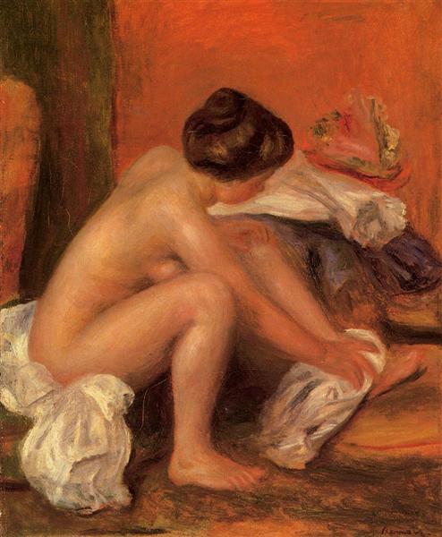 Bather Drying Her Feet by Pierre-Auguste Renoir Impressionism Art dated 1907