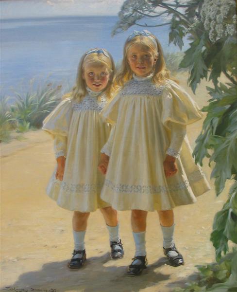 The Benzon daughters by Peder Severin Kroyer Impressionism Art dated 1897