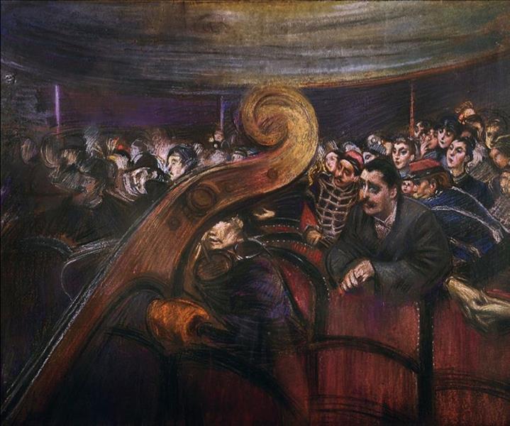 At the theatre by Giovanni Boldini Realism Art dated 1885