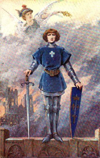 Jeanne d’Arc, incendie de Reims by Louise Abb&#233;ma Impressionism Art dated 1914