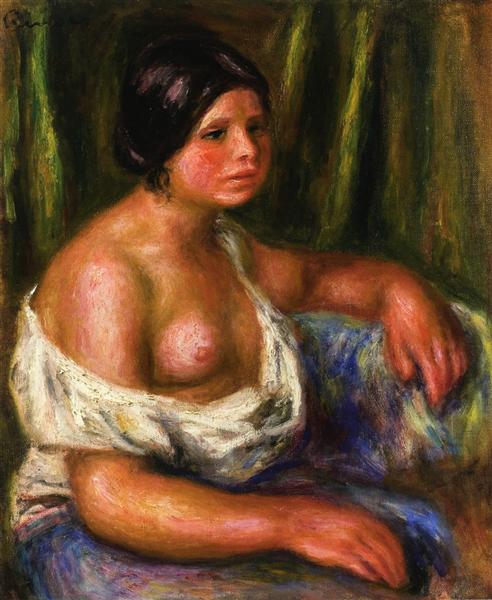 Woman in Blue by Pierre-Auguste Renoir Impressionism Art