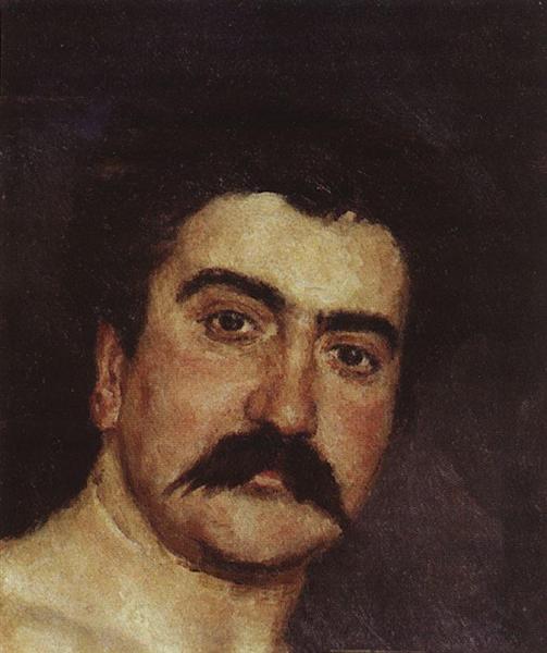 Wrestler`s head. Portrait of wrestler N.D. Kuznetsov by Viktor Vasnetsov Realism Art