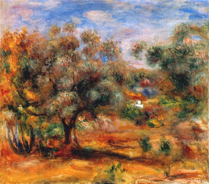 Landscape Near Cagnes by Pierre-Auguste Renoir Impressionism Art dated 1910