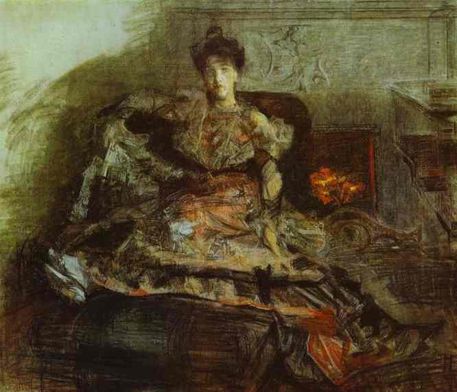 After the Concert Portrait of Nadezhda Zabela by Mikhail Vrubel Art Nouveau (Modern) Art dated 1905