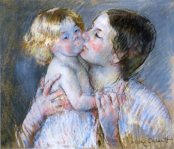 A Kiss for Baby Anne (no. 3) by Mary Cassatt Impressionism Art dated 1897