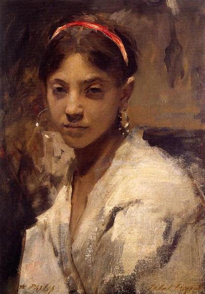 Head of a Capri Girl by John Singer Sargent Realism Art dated 1878