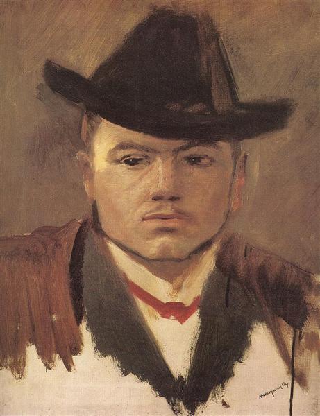 Peasant Boy with Hat (study) by Laszlo Mednyanszky Realism Art