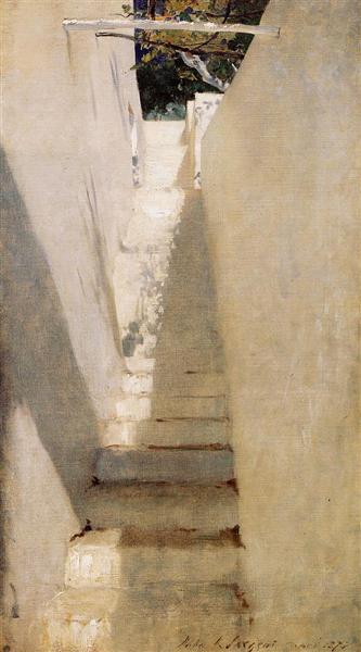 Staircase in Capri by John Singer Sargent Impressionism Art dated 1878