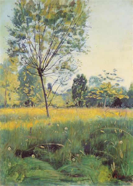 The Golden meadow by Ferdinand Hodler Realism Art dated 1890