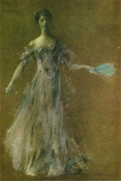 Lady in Lavender Dress by Thomas Dewing Tonalism Art dated 1910