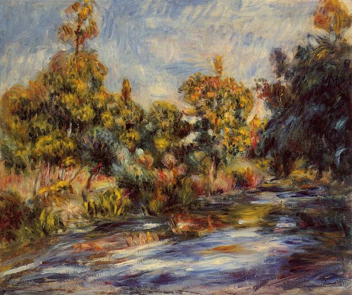 Landscape with River by Pierre-Auguste Renoir Impressionism Art dated 1917