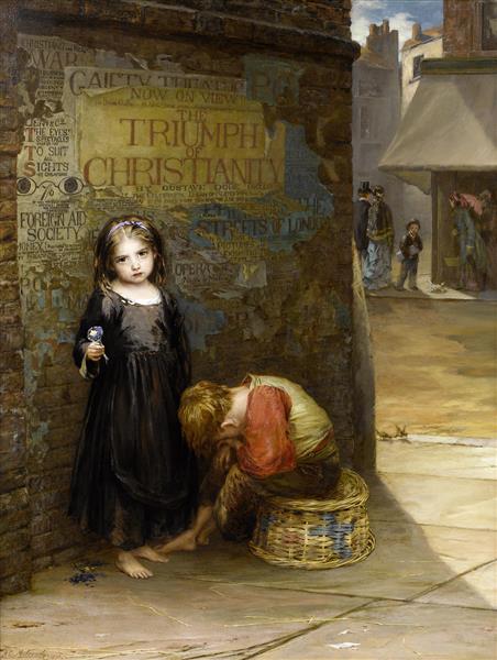 Uncared for by Augustus Edwin Mulready Naturalism Art dated 1871