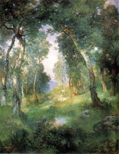 Forest Glade, Santa Barbara by Julius LeBlanc Stewart Realism Art dated 1918