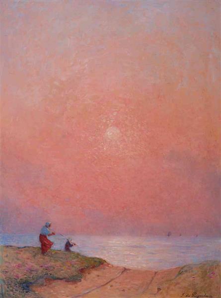 Bretonnes Au Bord De La Mer by Ferdinand du Puigaudeau Neo-Impressionism Art dated 1899