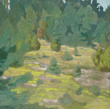 Forest by Nicholas Roerich Art Nouveau (Modern) Art dated 1917