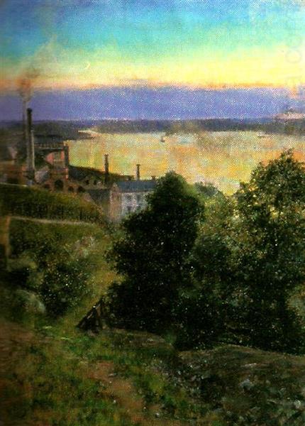 Summerevening by Eug&#232;ne Jansson Realism Art dated 1891