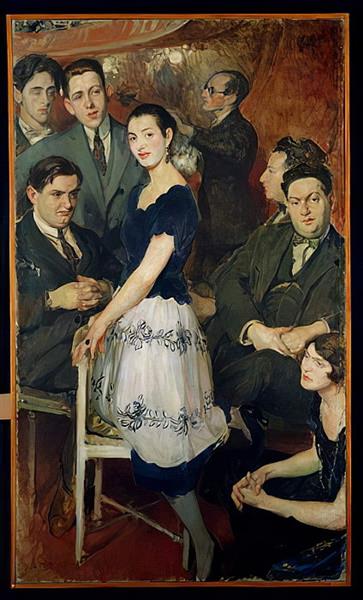 &#39;Les Six&#39;, group portrait of the avant-garde musical group sponsored by Jean Cocteau by Jacques-&#201;mile Blanche Post-Impressionism Art dated 1921