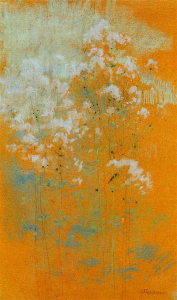 Wild Flowers by John Henry Twachtman Tonalism Art dated 1891