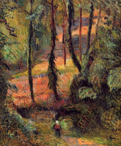 Wooded path by Paul Gauguin Impressionism Art dated 1884