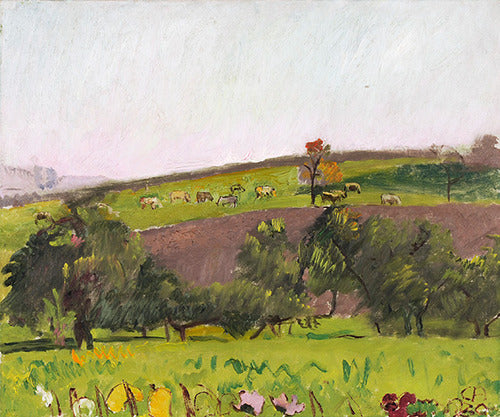 Emmental landscape with grazing animals by Cuno Amiet Post-Impressionism Art dated 1930