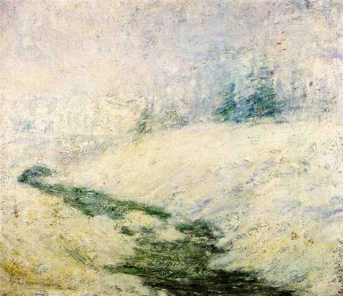 Winter Scene by John Henry Twachtman Impressionism Art dated 1895