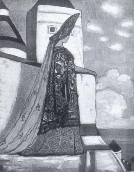 Tsarina by Nicholas Roerich Art Nouveau (Modern) Art dated 1921