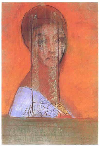 Woman with Veil by Odilon Redon Symbolism Art dated 1899