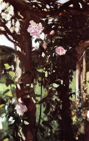 A Rose Trellis (Roses at Oxfordshire) by John Singer Sargent Realism Art dated 1886