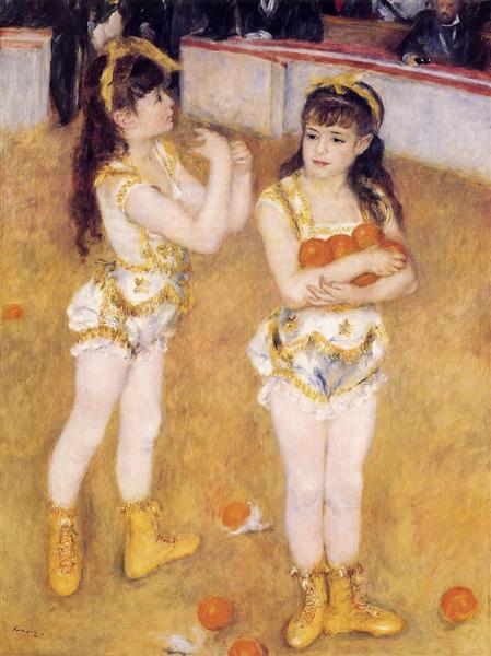 Acrobats at the Cirque Fernando (Francisca and Angelina Wartenberg) by Pierre-Auguste Renoir Impressionism Art dated 1879