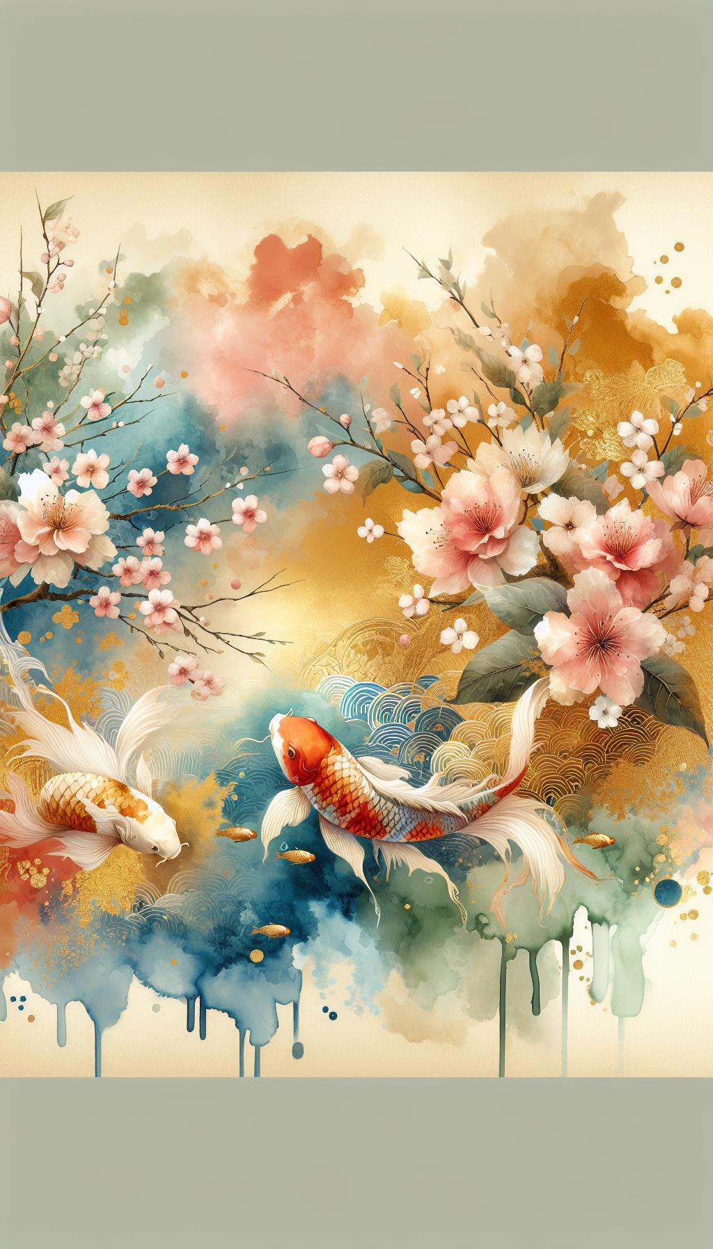 Aureus Nalin Sakura: Golden Serene Japanese Watercolor