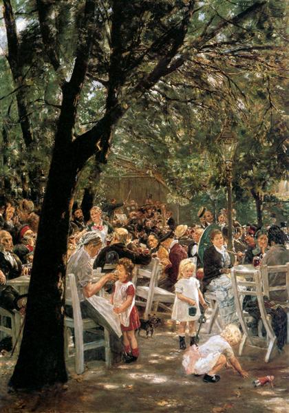 Beer Garden in Munich by Max Liebermann Impressionism Art dated 1884