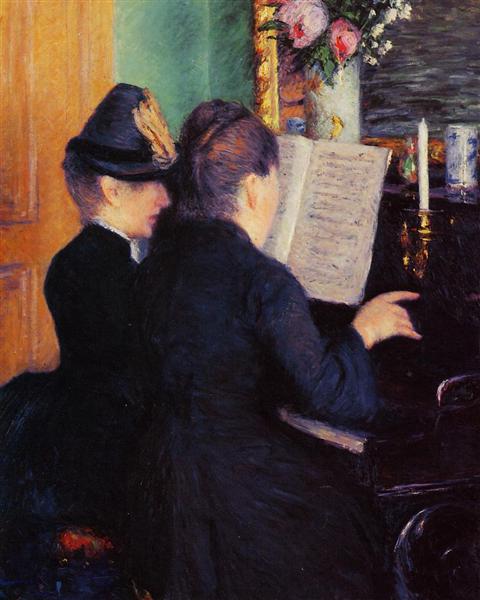 The Piano Lesson by Gustave Caillebotte Impressionism Art dated 1881