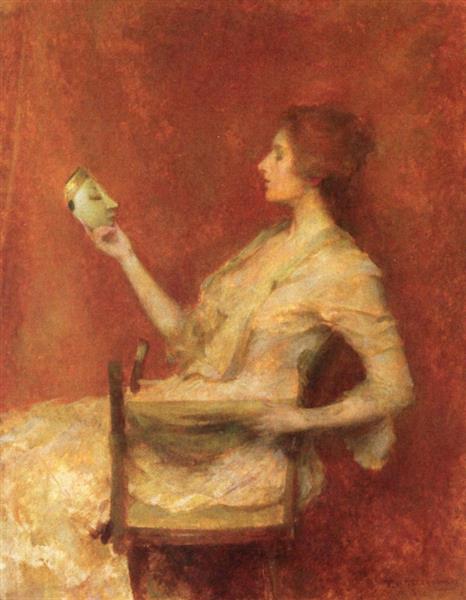 The Mask by Thomas Dewing Tonalism Art dated 1902