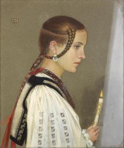 A Rumanian Bridesmaid by Marianne Stokes Art Nouveau (Modern) Art