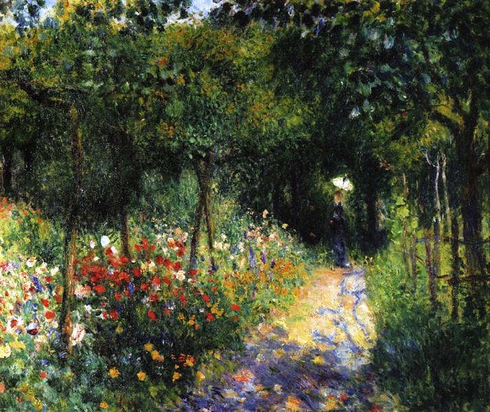 Woman at the Garden by Pierre-Auguste Renoir Impressionism Art dated 1873