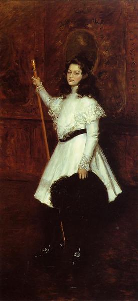 Girl in White, aka Portrait of Irene Dimock by William Merritt Chase Realism Art dated 1901