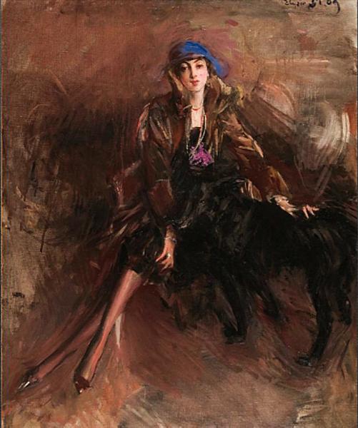 Lady with Black Greyhound by Giovanni Boldini Impressionism Art