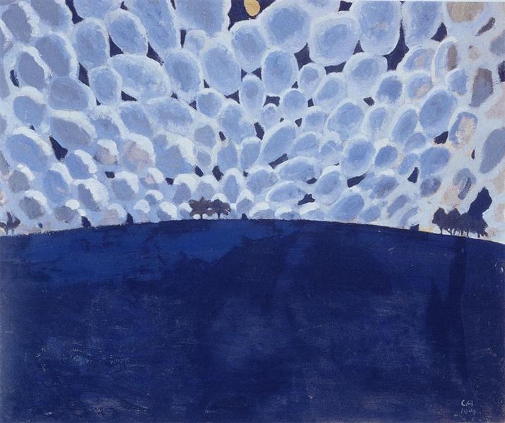 Moonlit Landscape by Cuno Amiet Symbolism Art dated 1904