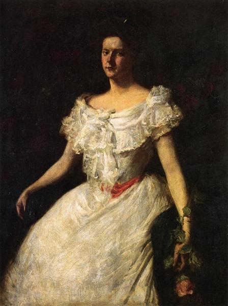 Portrait of a Lady with a Rose by William Merritt Chase Impressionism Art dated 1902