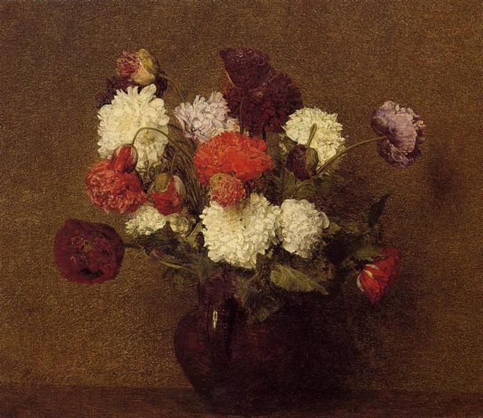 Flowers Poppies by Henri Fantin-Latour Realism Art dated 1883