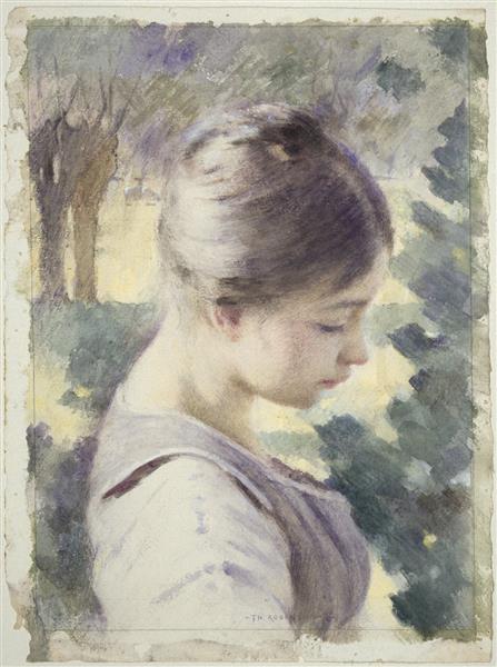 Decorative Head by Theodore Robinson Impressionism Art dated 1889