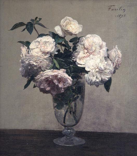 Vase of Peonies by Henri Fantin-Latour Realism Art dated 1875