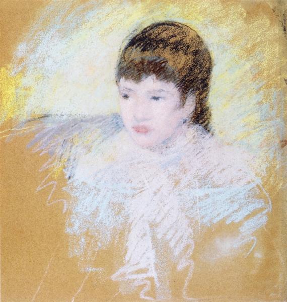 Young Girl with Brown Hair by Mary Cassatt Impressionism Art dated 1886