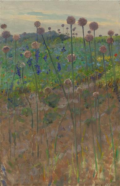 Wild Flowers by Charles Sprague Pearce Impressionism Art dated 1902