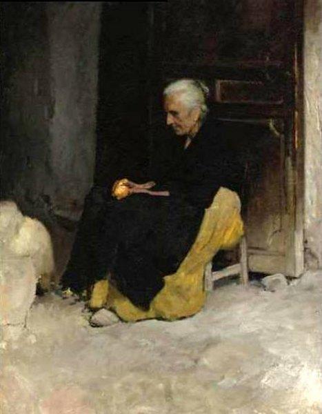 Old Woman Peeling An Orange by Edward E. Simmons Realism Art