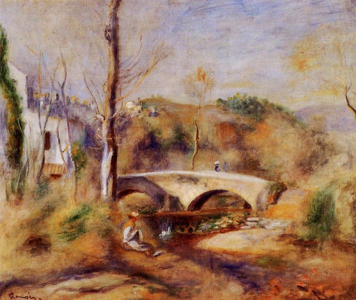 Landscape with Bridge by Pierre-Auguste Renoir Impressionism Art dated 1900